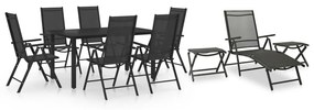 vidaXL 10 pcs conjunto de jantar para jardim preto e antracite