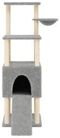 Árvore p/ gatos c/ postes arranhadores sisal 153 cm cinza-claro