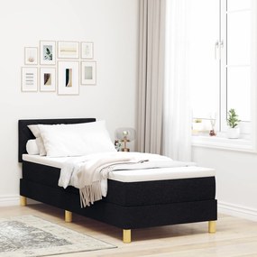 Cama Box Spring com Colchão Preto 80x200 cm Tecido