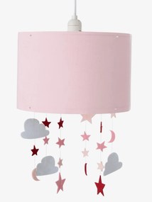 Agora -15% | Abajur para pendurar, com estrelas e nuvens rosa liso com decoração