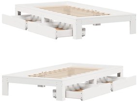 Cama sem colchão 90x190 cm madeira de pinho maciça branco