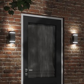 vidaXL Candeeiros de parede p/ exterior 2 pcs aço inoxidável preto