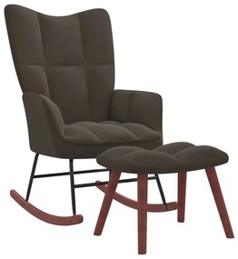 Cadeira de baloiço com banco veludo cinzento-escuro