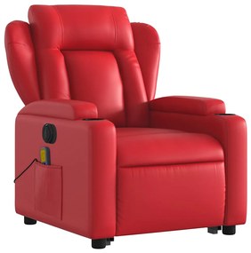 Poltrona reclinável elevatória elétrica couro artif. vermelho