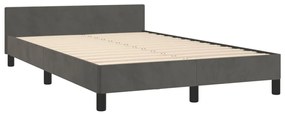 Estrutura de cama c/ cabeceira 120x200cm veludo cinzento-escuro