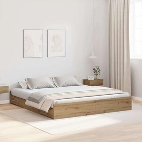 vidaXL Estrado de cama com arrumação carvalho artisiano 200 x 200 cm