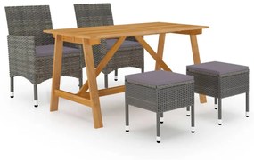 vidaXL 5 pcs conjunto de jantar para jardim cinzento