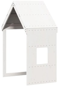 Cama alta c/ escada e telhado 80x200 cm pinho maciço branco