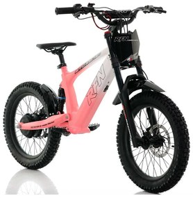 Bicicleta elétrica infantil 500W Roan RXF Evo Racing 18" Rosa e Branco