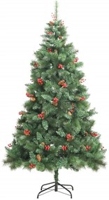 Árvore de Natal artificial articulada c/ pinhas e bagas 210 cm