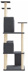 Árvore p/ gatos c/ postes arranhadores sisal 153cm cinza-escuro