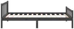 Estrutura de cama 100x200 cm madeira maciça cinzento