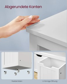 Estante infantil 29,7 x 72,2 x 60 cm com rodas para uma arrumação organizada dos brinquedos, em branco