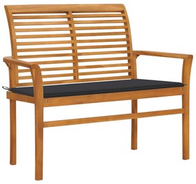 vidaXL Banco de jardim c/ almofadão antracite 112 cm teca maciça