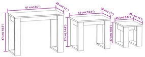 Mesas de encastrar 3 pcs derivados de madeira cinzento sonoma