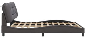 Estrutura de cama c/ luzes LED 180x200cm couro artificial cinza