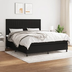 vidaXL Cama com molas/colchão 180x200 cm tecido preto