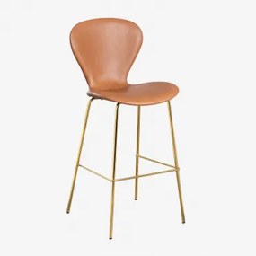 Em Um Banco Alto. ↑75 Cm & Dourado & Couro Sintético Camelo & Couro Sintético - Sklum