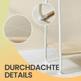 Guarda roupa com 5 prateleiras, 6 ganchos laterais para quarto 45 x 120 x 160 cm cor carvalho-branco