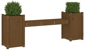 Banco c/ vasos 180x36x63cm madeira de pinho maciça castanho-mel