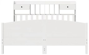 Cama com estante sem colchão 180x200 cm pinho maciço branco