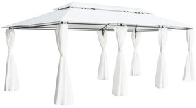 Gazebo com cortinas 600x298x270 cm 180g/m² branco