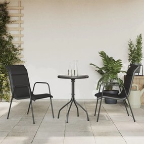 vidaXL 3 pcs conjunto de jantar para jardim aço preto
