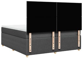 Cama com molas/colchão 200x200 cm tecido cinzento-escuro