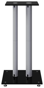 Suportes colunas 2 pcs vidro temperado 2 pilares preto/prateado