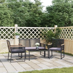 vidaXL 4 pcs conjunto lounge de jardim c/ almofadões aço preto