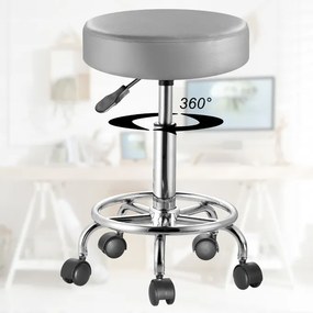 Banco trabalho regulável com rodas 360 cinzento