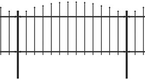 Cerca de jardim com topo em lanças (0,5-0,75)x8,5 m aço preto