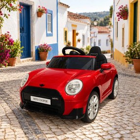 Carro elétrico para crianças MINI Cooper S, 12V com pneus de borracha Vermelho