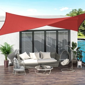 Toldo vela retangular 4x6 m, tecido para exterior com proteção UV, 185 g/m² de HDPE, para jardim, terraço, pátio, piscina e varanda, em tijolo e terra