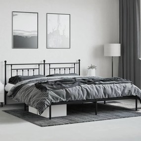 Estrutura de cama com cabeceira 193x203 cm metal preto