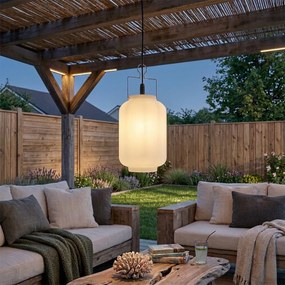 Candeeiro de suspensão exterior branco 20 cm com ficha IP44 - Pion