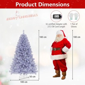 Árvore de Natal pré-iluminada de 180 cm artificial com 688 pontas de ramos 250 luzes LED brancas quentes 8 modos Púrpura