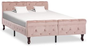288566 vidaXL Estrutura de cama 120x200 cm veludo cor-de-rosa