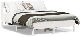 Cama sem colchão 150x200 cm madeira de pinho maciça branco