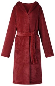 vidaXL Roupão com Capuz Vermelho Bordeaux s Flanela