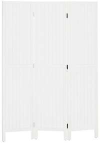 HOMCOM Biombo 3 Painéis Separador de Ambientes Dobrável 120x1,8x170 cm Painel de Privacidade Estilo Rústico Branco