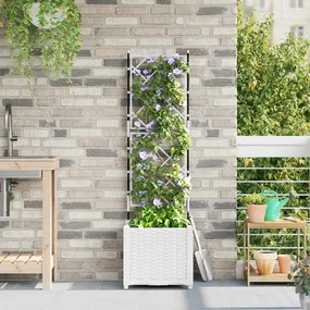 vidaXL Jardineira com Treliça Branco 40 x 40 x 143 cm PP