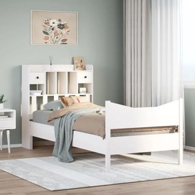 Cama sem colchão 100x200 cm madeira de pinho maciça branco