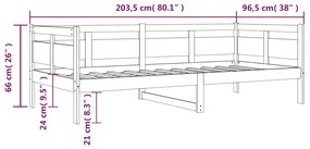 Sofá-cama 90x200 cm madeira de pinho maciça