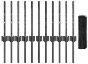 Postes de Cerca vidaXL 11 pcs U-Channel Cinza 40 cm Aço