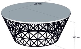 Mesa de Centro Stil Metal Ferforje – Nogueira/Preto – 90x90x38 cm