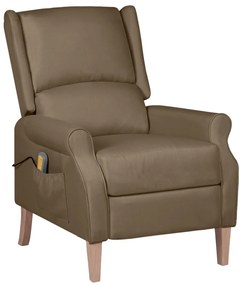 vidaXL Poltrona de massagens reclinável tecido cinzento-acastanhado