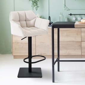 Banco de bar Damaso em tecido e com estrutura preta 64 x 88-113 x 45 cm Branco