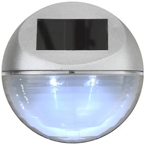 Candeeiro de parede solar LED exterior 24 pcs prateado redondo