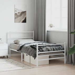 vidaXL Estrutura de cama com cabeceira e pés 100x200 cm metal branco